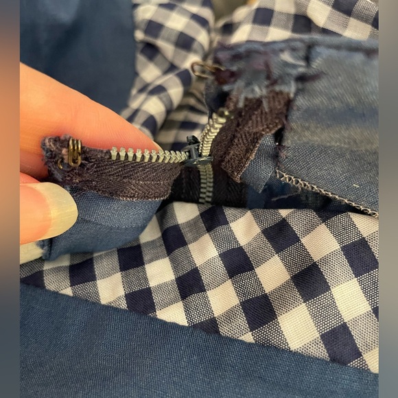 Cute vintage blue gingham check print dress cowgirl fair rodeo square dance S M - Picture 9 of 10